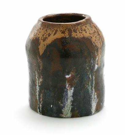 a-stoneware-vase-decorated-with-brown-and-blue-glaze-with-polychrome-elements