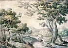 a-bosky-landscape-with-a-traveller-and-his-mule-on-a-road