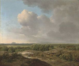 an-extensive-landscape-with-children-picking-fruit-a-view-of-haarlem-and-the-church-of-st-bavo-beyond