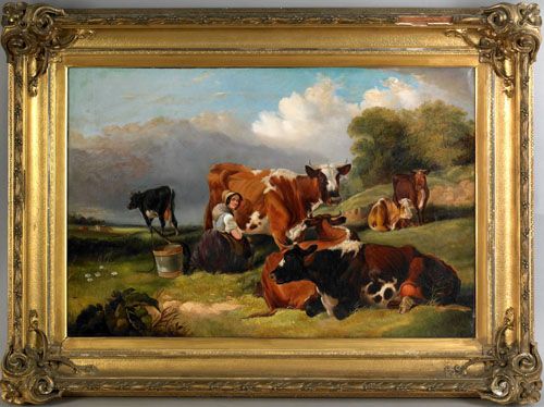 pastoral-landscape-with-a-young-woman-milking-a-cow