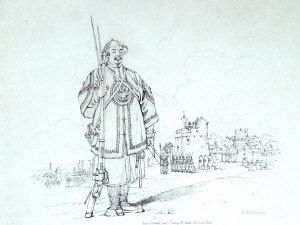a-chinese-warrior-standing-with-a-fort-and-village-beyond
