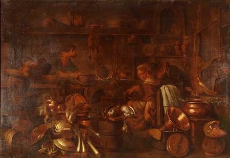 scene-d-interieur-de-cuisine-avec-des-pieces-de-cuivre