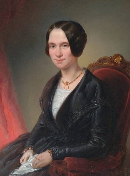 portrait-of-a-gentleman-seated-wearing-white-shirt-and-black-jacket-and-a-companion-portrait-of-a-lady