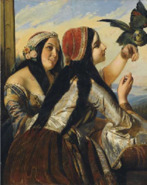 deux-orientales-et-perroquet