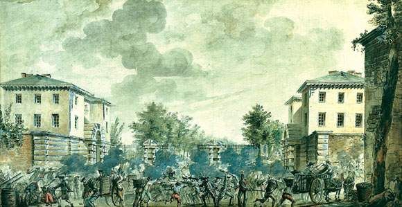 scene-revolutionnaire-devant-une-barriere-de-paris