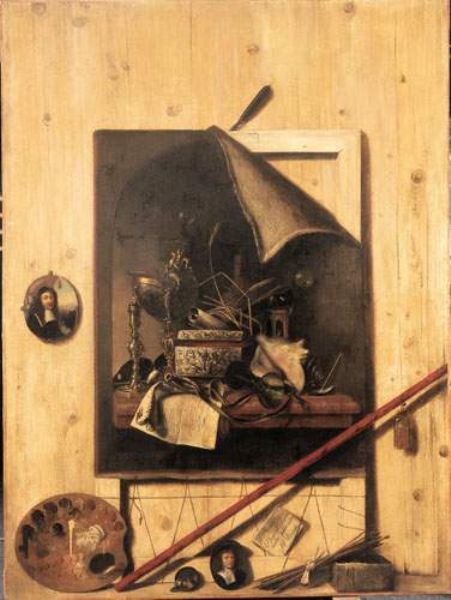 trompe-l-il-au-mur-d-atelier-et-toile-representant-une-vanite