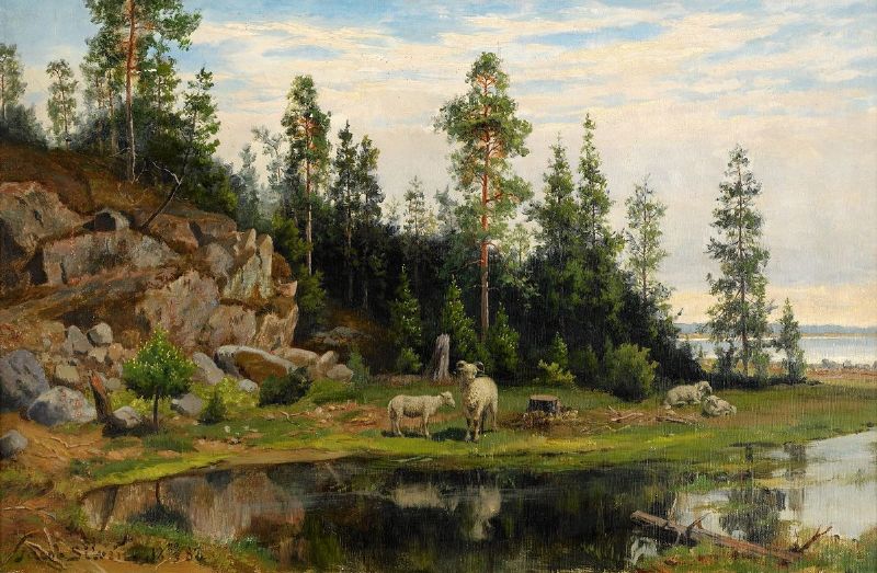 kustlandskap-med-skogsdunge-och-far