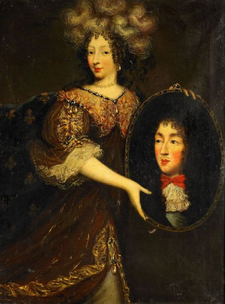 formodligen-portrattet-av-la-grande-demoiselle-med-ett-portratt-av-louis-xiv