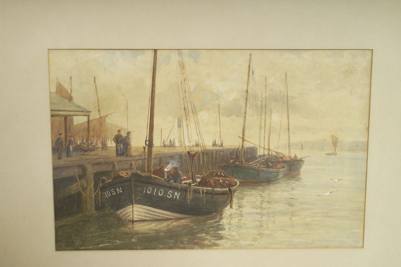 figures-and-fishing-boats-beside-a-quayside-sunderland