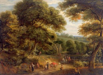wooded-landscape-with-travellers