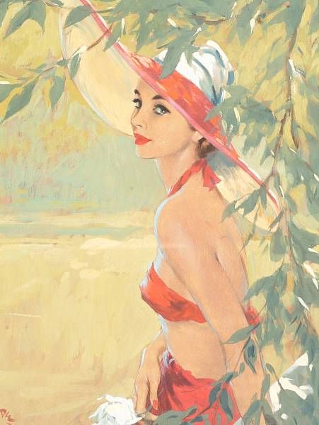 lady-wearing-red-bikini-and-sun-hat