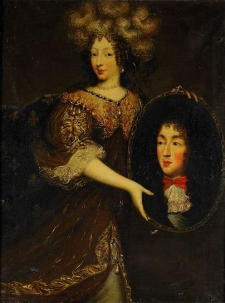 formodligen-portrattet-av-la-grande-demoiselle-med-ett-portratt-av-louis-xiv