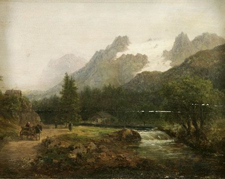 idyllische-berglandschaft-mit-schneebedeckten-gipfeln-sprudelndem-kl-flu-lauf-u-figurenstaffage