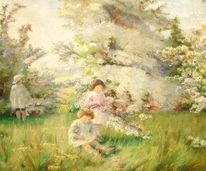 children-gathering-blossom-in-an-orchard