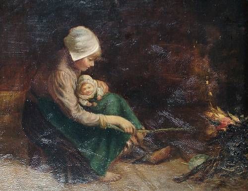 a-young-woman-with-a-child-before-a-fire