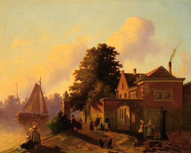 figuren-aan-de-kade-van-een-kanaal