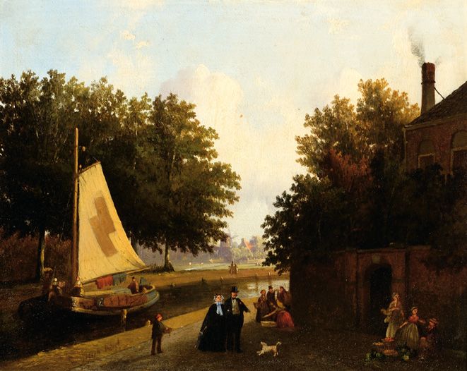 figuren-op-de-kade-en-een-platbodem