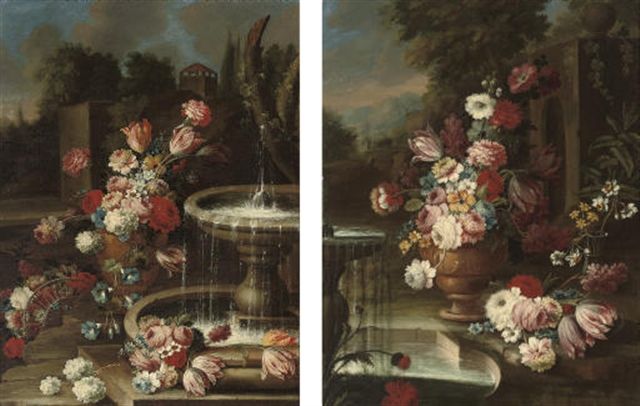 chrysanthemums-tulips-roses-narcissae-clematis-and-other-flowers-in-a-terracotta-urn
