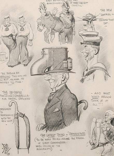 a-caricature-on-the-royal-navy-even-admirals-may-get-amalgamated-and-naval-headware-for-the-bystander