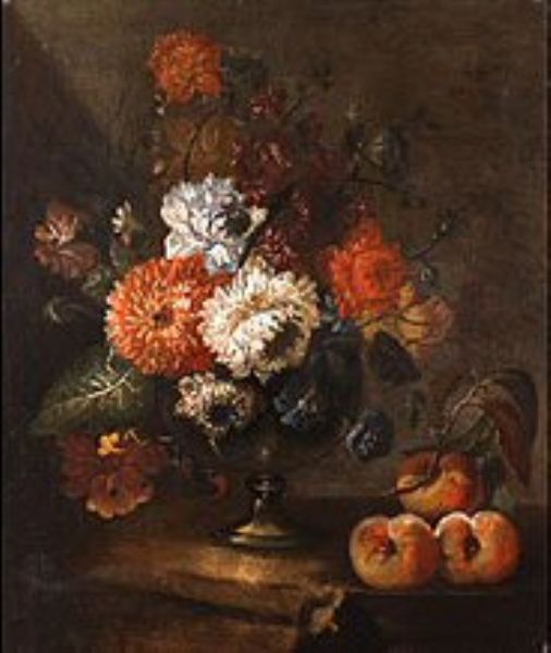 stillleben-mit-blumenvase-und-obst
