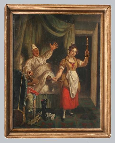 a-gentleman-in-night-attire-being-pulled-from-his-bed-by-the-end-of-his-wooden-leg-by-a-woman-holding-a-candlestick
