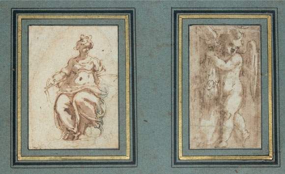 femme-assise-drapee-et-un-ange