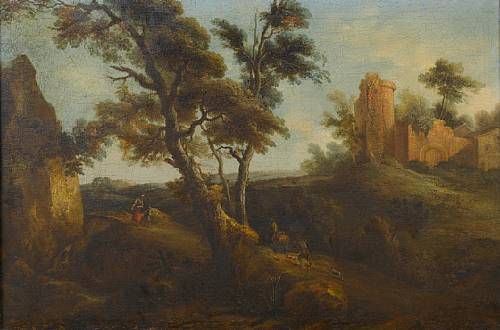 an-italianate-landscape-with-travellers-on-a-country-path-before-ruins