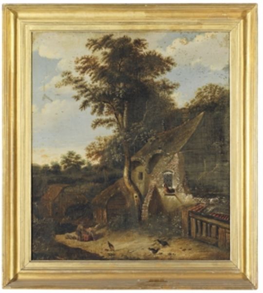 a-landscape-with-figures-in-front-of-a-farmhouse