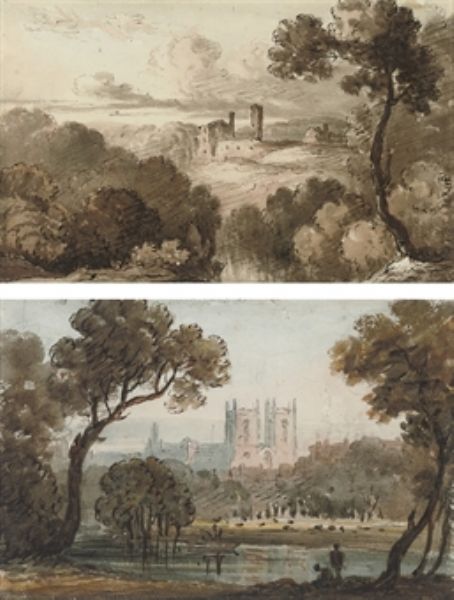 a-set-of-eight-landscapes-in-two-frames-two-illustrated