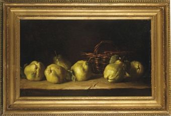 still-life-of-quinches-and-a-basket-on-a-ledge