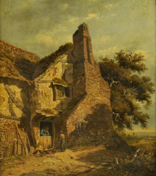 a-peasant-farmhouse-with-figures-by-a-stable-door-and-chickens