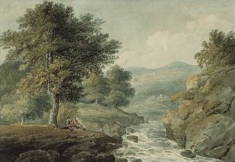 anglers-resting-by-a-river-a-ruin-beyond