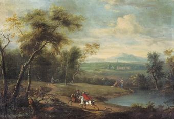 a-wooded-river-landscape-with-falconiers-on-horseback-a-mansion-beyond