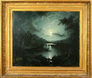 a-moonlit-landscape-with-a-ruined-bridge-and-a-windmill