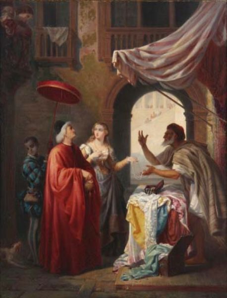 historisierende-szene-mit-vornehmem-paar-und-orientalischem-schmuckhandler