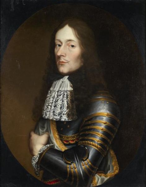 portrait-de-gentilhomme-en-armure-dans-un-ovale-peint