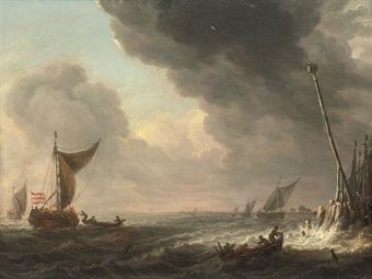 shipping-off-a-coast-in-a-squall