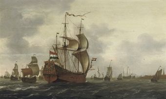 shipping-in-choppy-waters-near-a-walled-town
