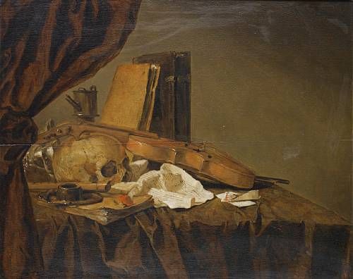 a-vanitas-with-a-skull-musical-instruments-books-a-letter-and-playing-cards-on-a-table-top