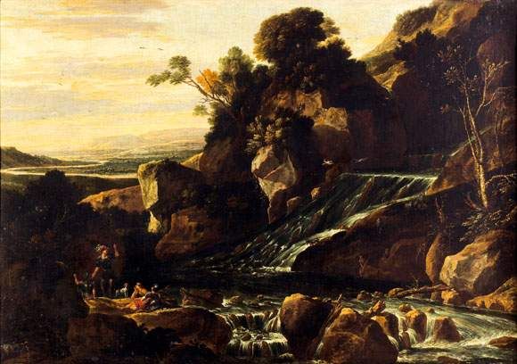 repos-de-soldats-devant-une-cascade