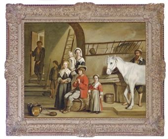 a-family-with-a-horse-in-a-stable