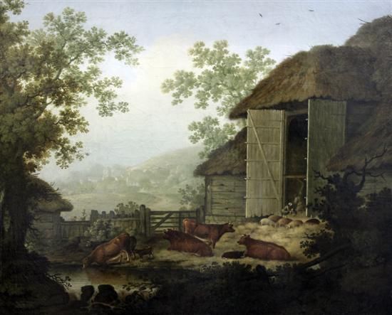 cattle-and-pigs-beside-a-barn
