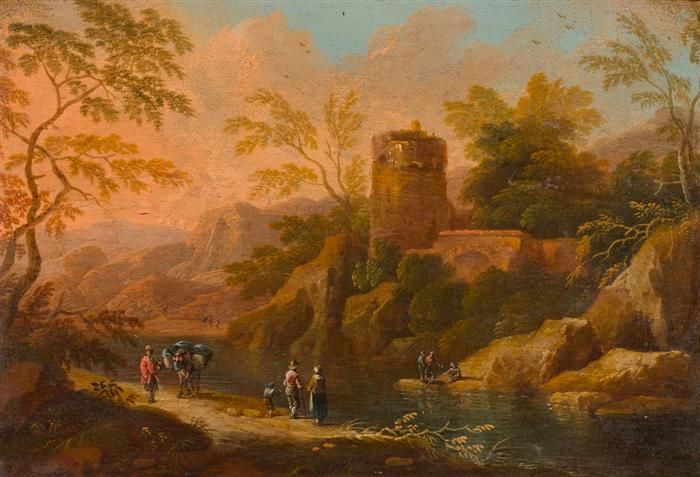 flusslandschaft-mit-burgruine-und-figuren