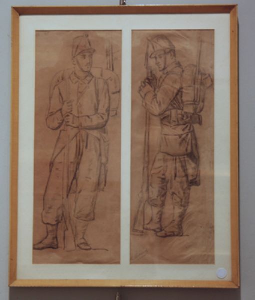 two-studies-of-soldiers-with-rucksacks-and-rifles