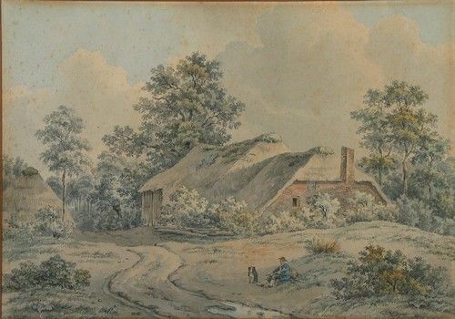 a-man-and-his-dog-sitting-in-front-of-a-farmhouse