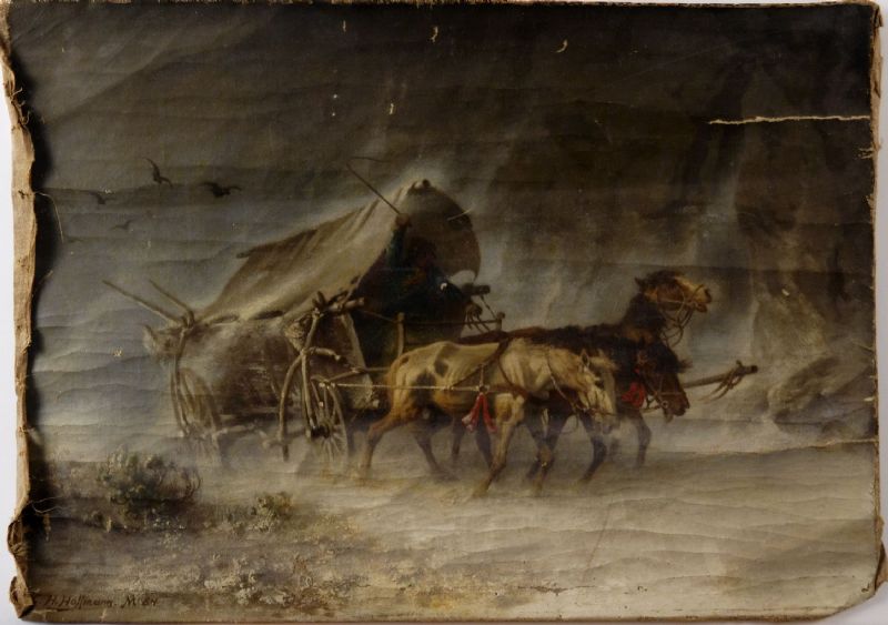 tillskriven-vagn-dragen-av-3-hastar