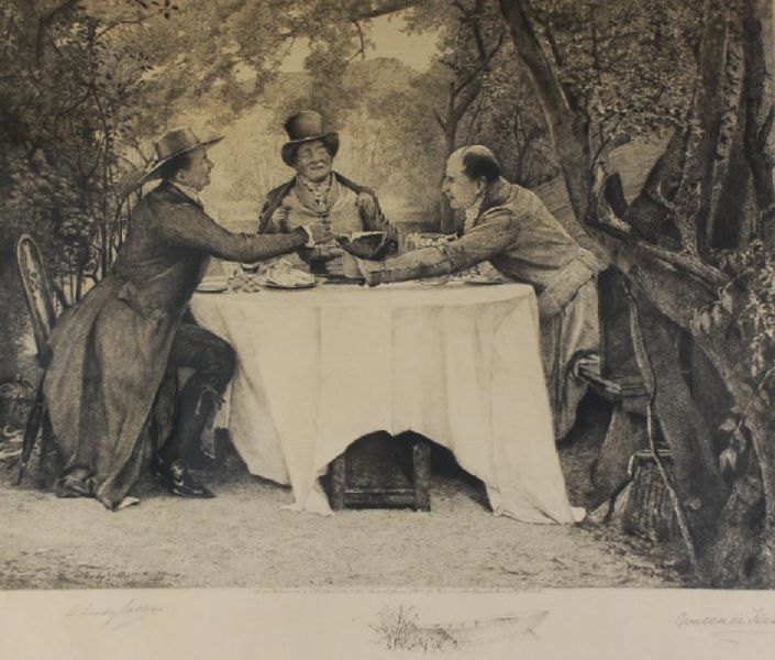 three-men-dining-round-a-table-in-a-garden-setting