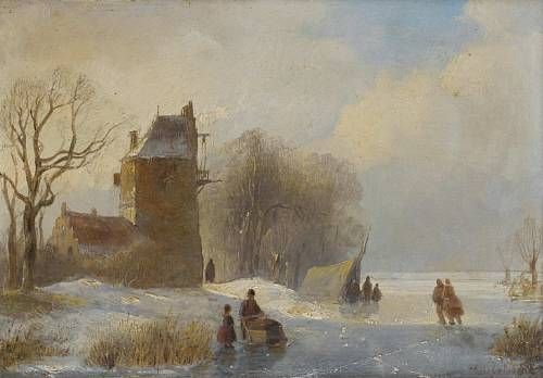 skaters-on-the-ice-by-a-farmhouse