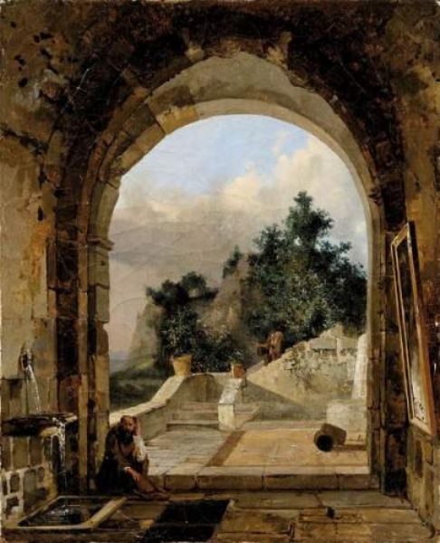 moine-en-meditation-sous-une-arcade