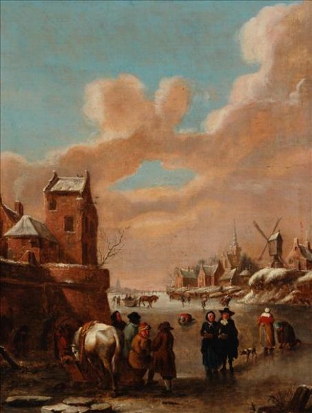 figures-and-animals-on-a-frozen-river-in-a-dutch-winter-landscape